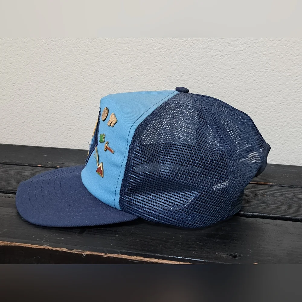 Vintage Webelos Boy Scout Hat w/Merit Activity Pins